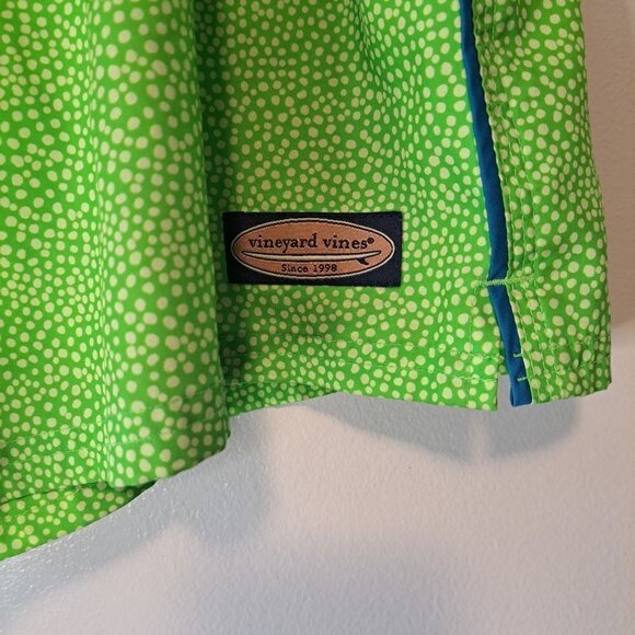 Vineyard Vines 7" Printed Chappy Swim Trunks Bathing Suit Neon Green Mens Large - Picture 2 of 8